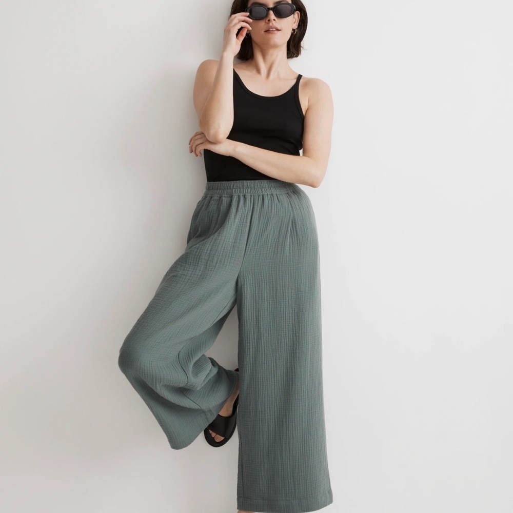 EUC Madewell wide leg crop Lightspun Pants , size S Green ~$60
